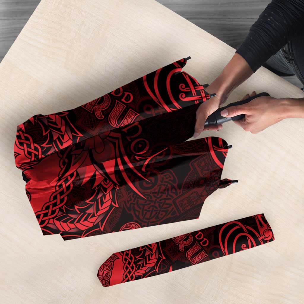 Personalized Merionethshire Meirionnydd Umbrella Red Wolf Celtic-inspired - Wonder Print Shop