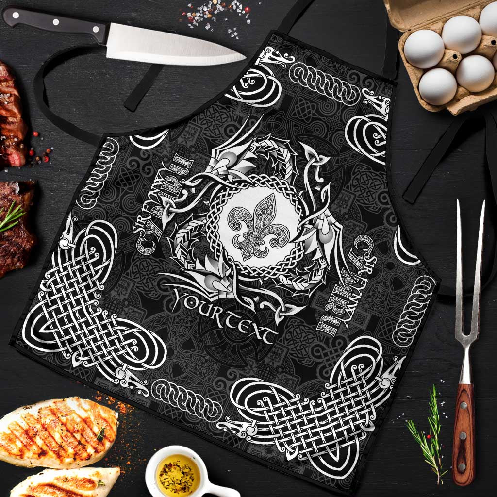 Personalized Monmouthshire Sir Fynwy Apron Black Fleur-de-lis Celtic-inspired - Wonder Print Shop