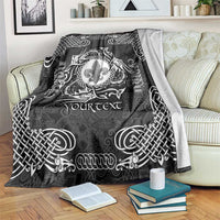 Personalized Monmouthshire Sir Fynwy Blanket Black Fleur-de-lis Celtic-inspired - Wonder Print Shop
