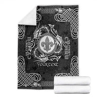 Personalized Monmouthshire Sir Fynwy Blanket Black Fleur-de-lis Celtic-inspired - Wonder Print Shop