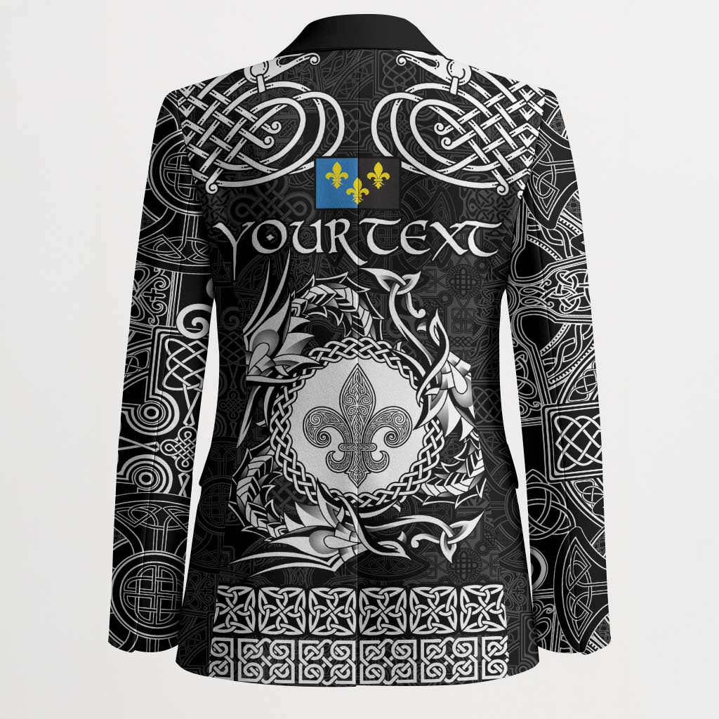 Personalized Monmouthshire Sir Fynwy Blazer Black Fleur-de-lis Celtic-inspired - Wonder Print Shop