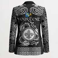 Personalized Monmouthshire Sir Fynwy Blazer Black Fleur-de-lis Celtic-inspired - Wonder Print Shop