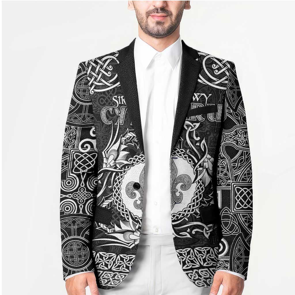 Personalized Monmouthshire Sir Fynwy Blazer Black Fleur-de-lis Celtic-inspired - Wonder Print Shop