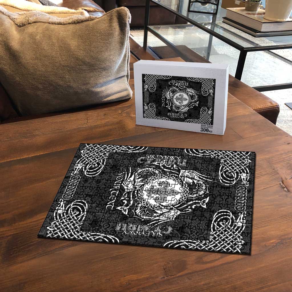 Personalized Monmouthshire Sir Fynwy Puzzle Black Fleur-de-lis Celtic-inspired - Wonder Print Shop