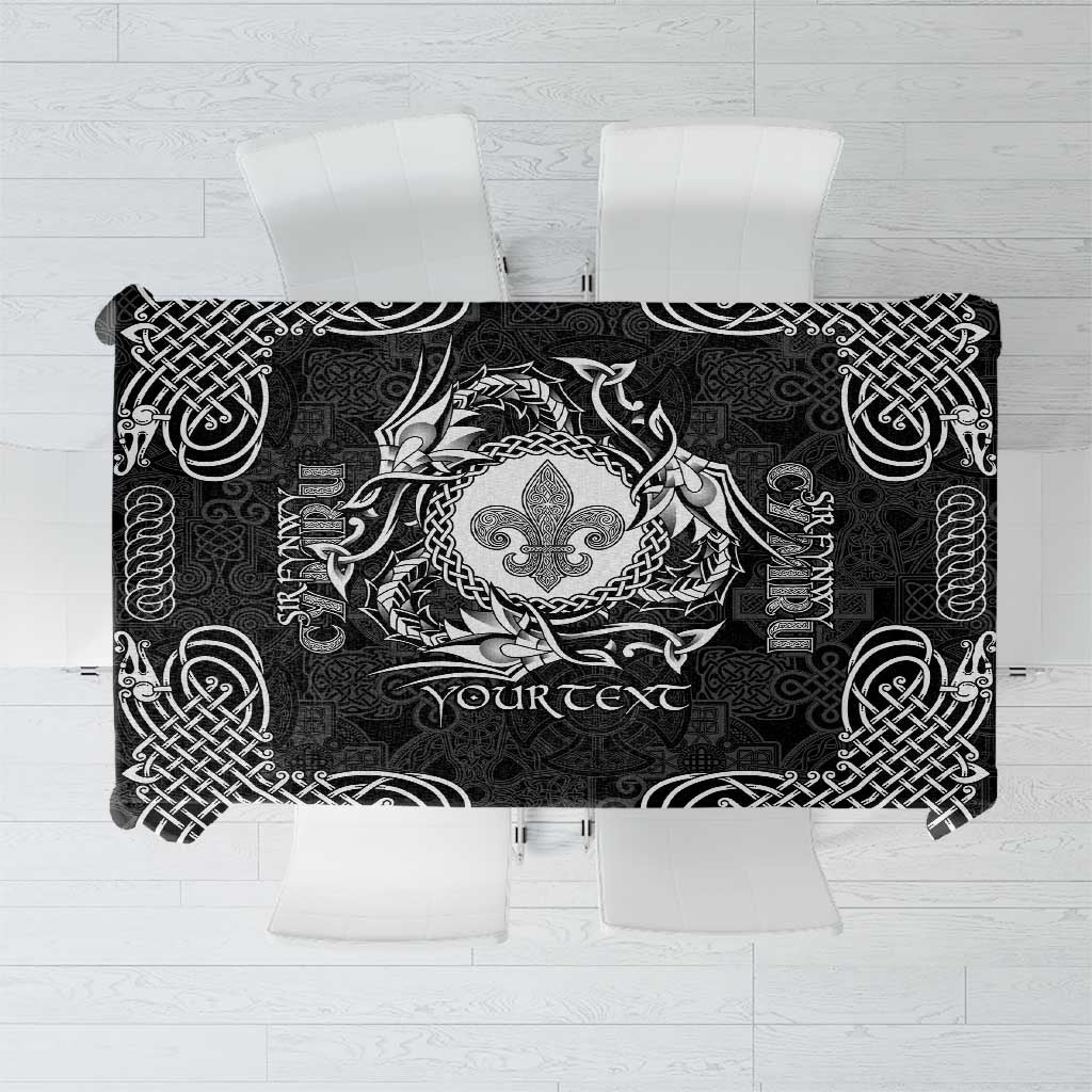 Personalized Monmouthshire Sir Fynwy Tablecloth Black Fleur-de-lis Celtic-inspired - Wonder Print Shop