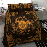 Personalized Monmouthshire Sir Fynwy Bedding Set Gold Fleur-de-lis Celtic-inspired - Wonder Print Shop