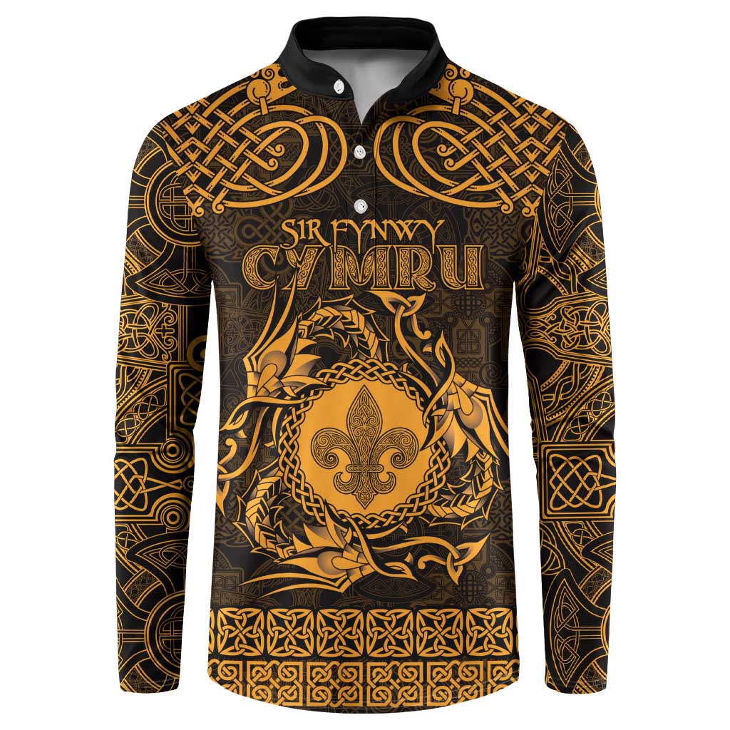 Personalized Monmouthshire Sir Fynwy Button Sweatshirt Gold Fleur-de-lis Celtic-inspired - Wonder Print Shop