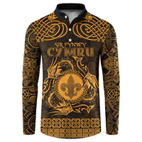 Personalized Monmouthshire Sir Fynwy Button Sweatshirt Gold Fleur-de-lis Celtic-inspired - Wonder Print Shop