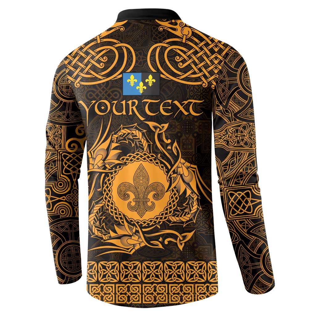 Personalized Monmouthshire Sir Fynwy Button Sweatshirt Gold Fleur-de-lis Celtic-inspired - Wonder Print Shop
