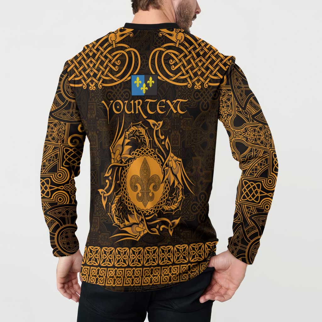 Personalized Monmouthshire Sir Fynwy Button Sweatshirt Gold Fleur-de-lis Celtic-inspired - Wonder Print Shop