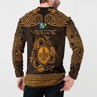 Personalized Monmouthshire Sir Fynwy Button Sweatshirt Gold Fleur-de-lis Celtic-inspired - Wonder Print Shop