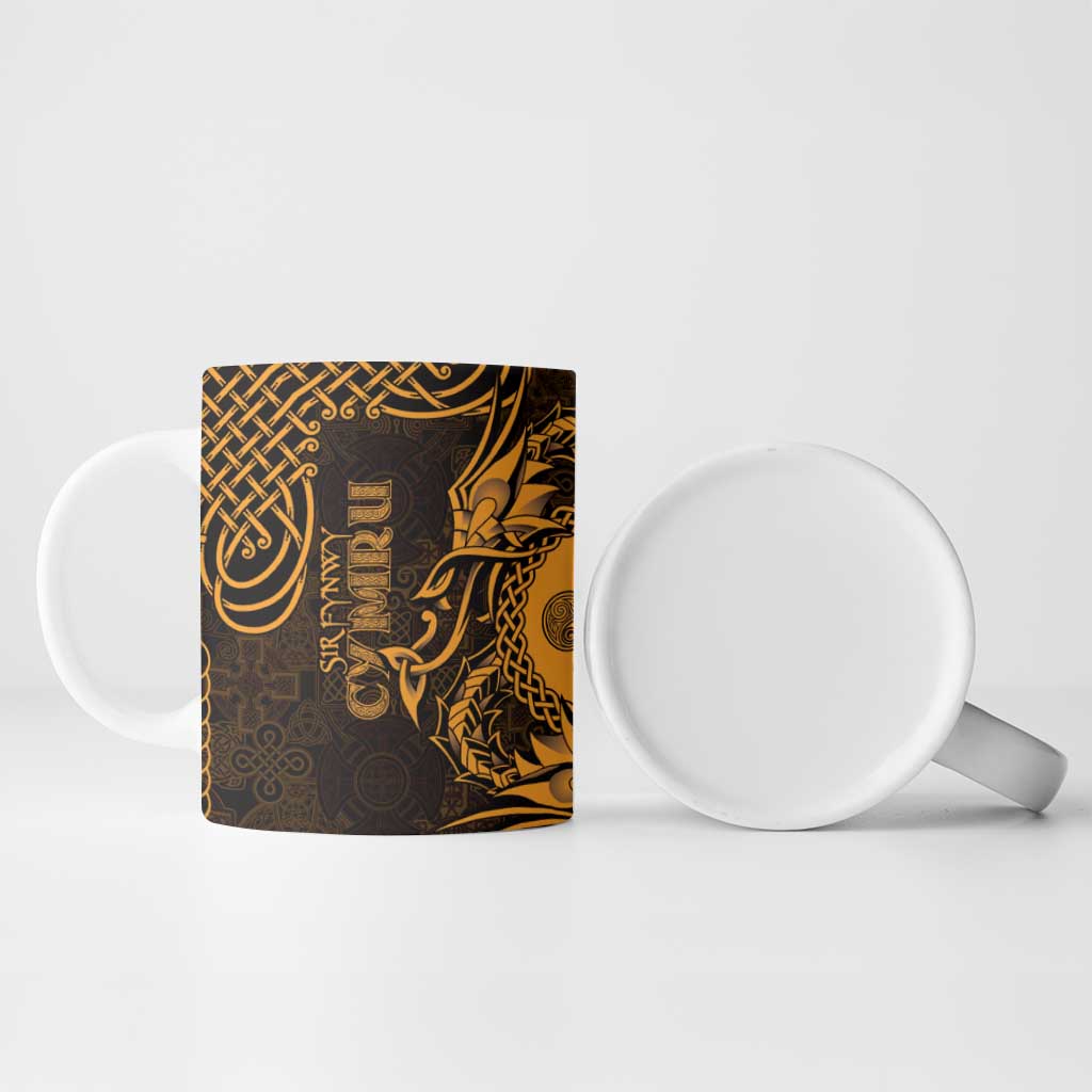 Personalized Monmouthshire Sir Fynwy Ceramic Mug Gold Fleur-de-lis Celtic-inspired - Wonder Print Shop