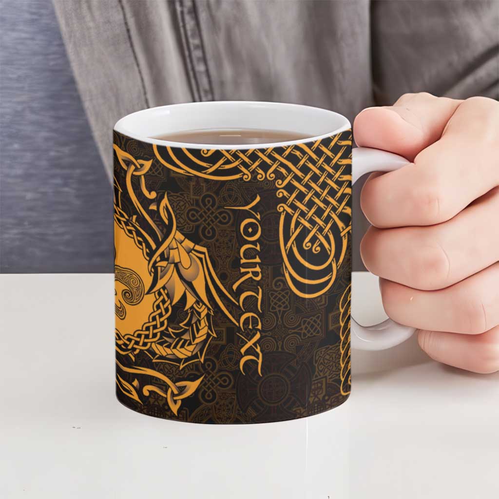 Personalized Monmouthshire Sir Fynwy Ceramic Mug Gold Fleur-de-lis Celtic-inspired - Wonder Print Shop