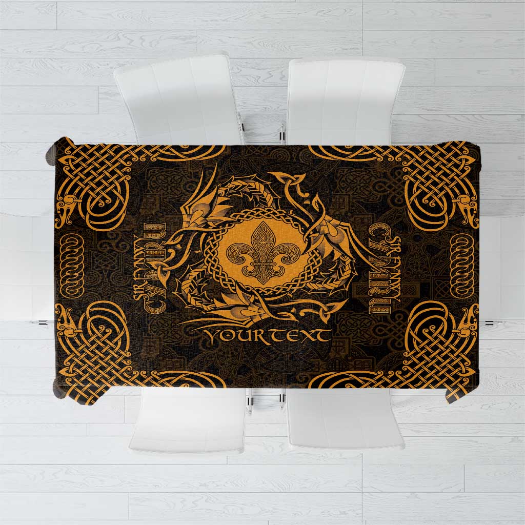 Personalized Monmouthshire Sir Fynwy Tablecloth Gold Fleur-de-lis Celtic-inspired - Wonder Print Shop