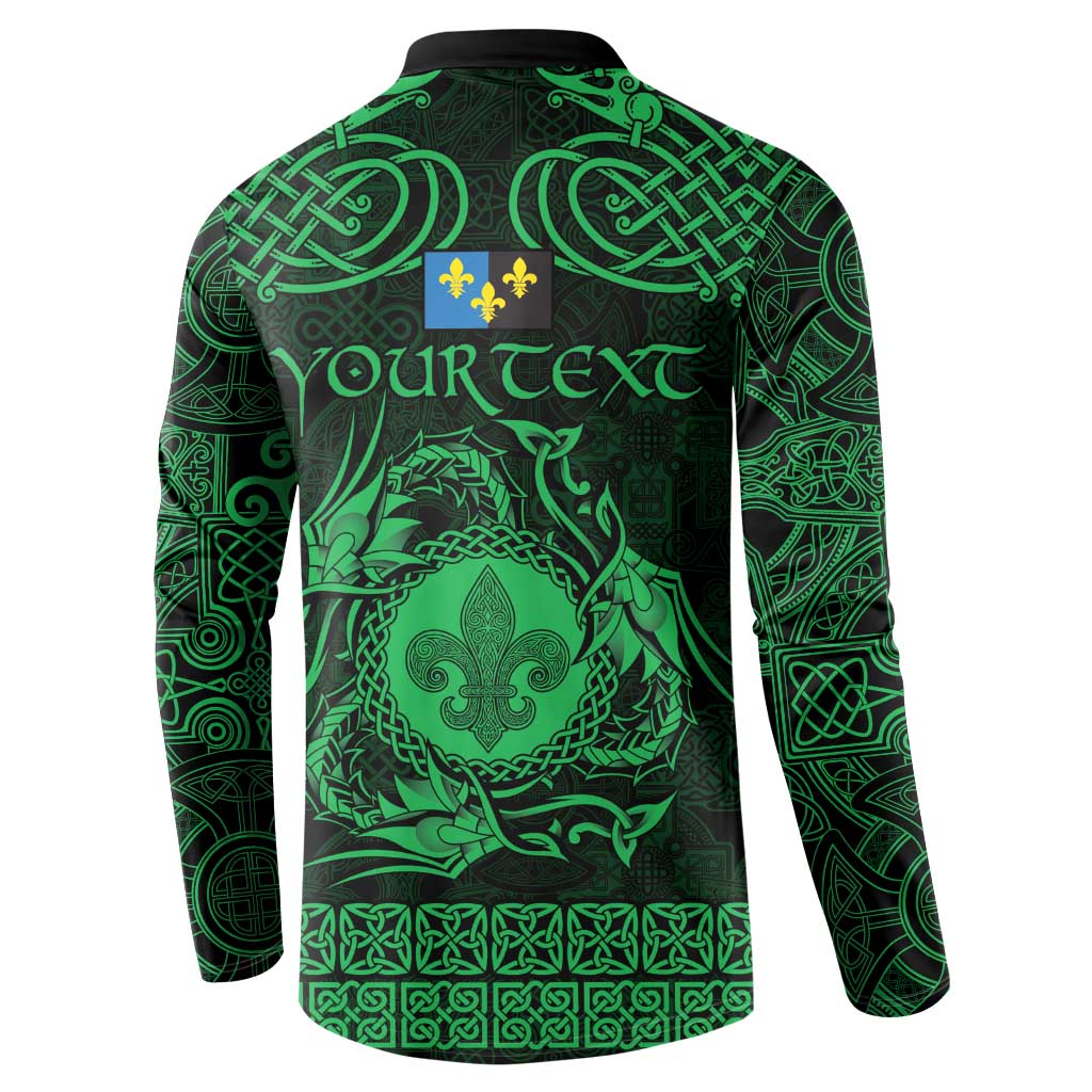 Personalized Monmouthshire Sir Fynwy Button Sweatshirt Green Fleur-de-lis Celtic-inspired - Wonder Print Shop