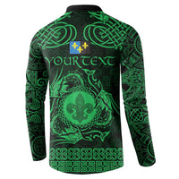 Personalized Monmouthshire Sir Fynwy Button Sweatshirt Green Fleur-de-lis Celtic-inspired - Wonder Print Shop