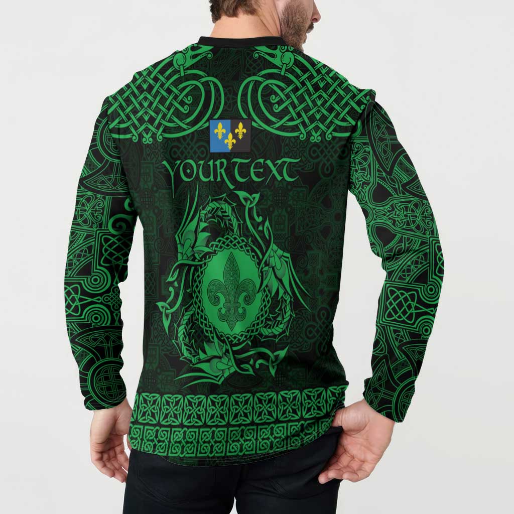 Personalized Monmouthshire Sir Fynwy Button Sweatshirt Green Fleur-de-lis Celtic-inspired - Wonder Print Shop