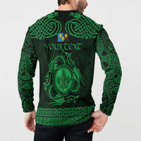 Personalized Monmouthshire Sir Fynwy Button Sweatshirt Green Fleur-de-lis Celtic-inspired - Wonder Print Shop