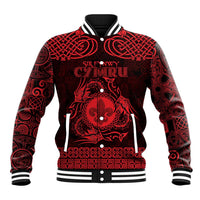 Personalized Monmouthshire Sir Fynwy Baseball Jacket Red Fleur-de-lis Celtic-inspired - Wonder Print Shop