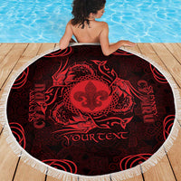 Personalized Monmouthshire Sir Fynwy Beach Blanket Red Fleur-de-lis Celtic-inspired - Wonder Print Shop