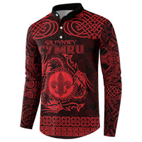 Personalized Monmouthshire Sir Fynwy Button Sweatshirt Red Fleur-de-lis Celtic-inspired - Wonder Print Shop