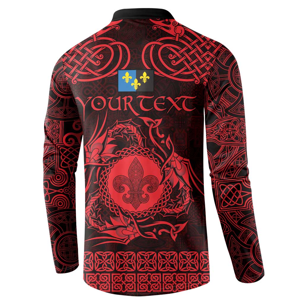 Personalized Monmouthshire Sir Fynwy Button Sweatshirt Red Fleur-de-lis Celtic-inspired - Wonder Print Shop