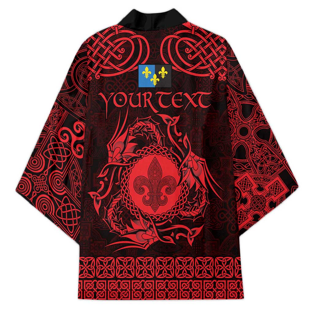 Personalized Monmouthshire Sir Fynwy Kimono Red Fleur-de-lis Celtic-inspired - Wonder Print Shop