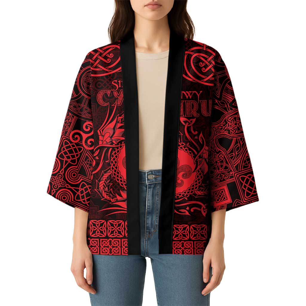 Personalized Monmouthshire Sir Fynwy Kimono Red Fleur-de-lis Celtic-inspired - Wonder Print Shop