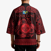 Personalized Monmouthshire Sir Fynwy Kimono Red Fleur-de-lis Celtic-inspired - Wonder Print Shop