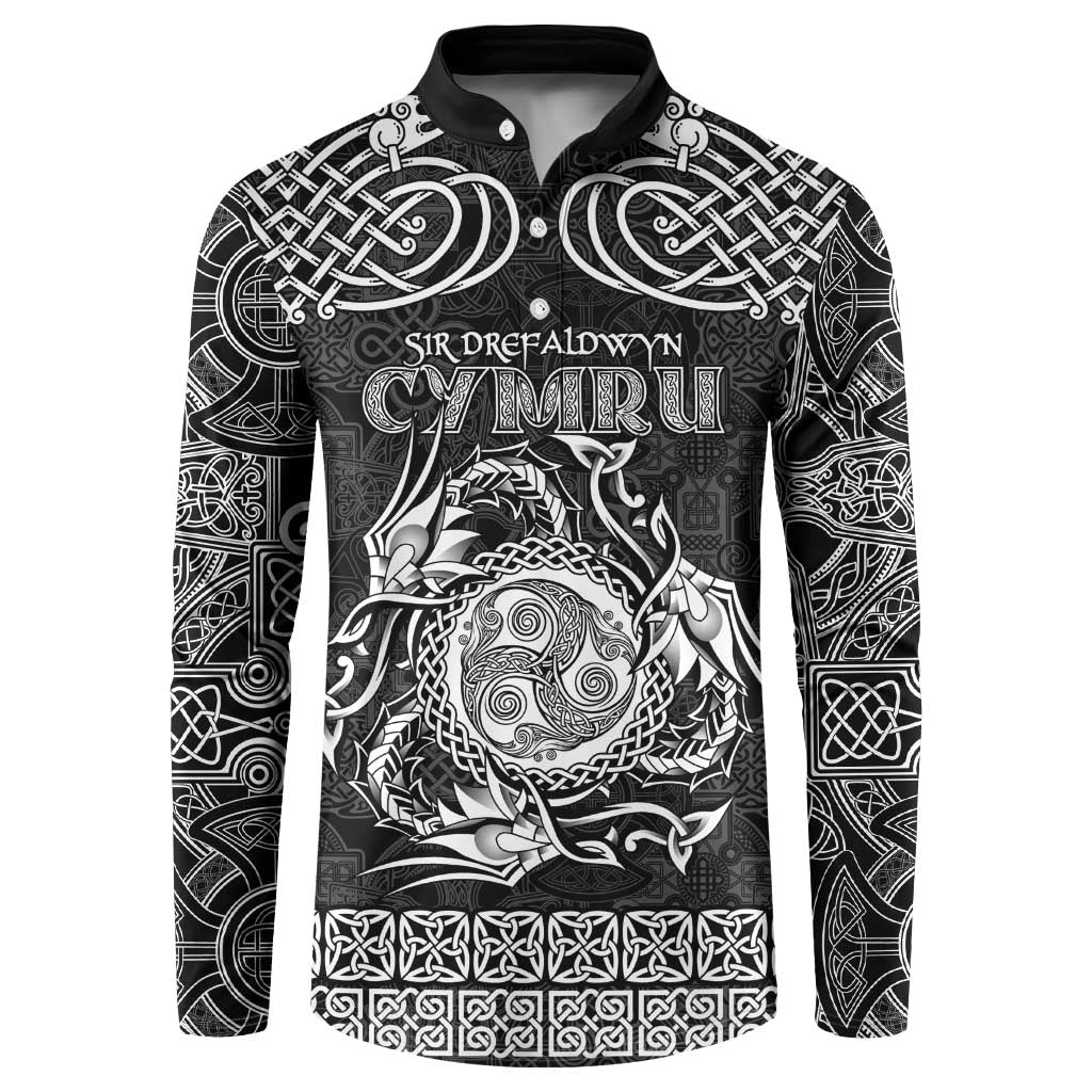 Personalized Montgomeryshire Sir Drefaldwyn Button Sweatshirt Black Water Triskele Celtic-inspired - Wonder Print Shop