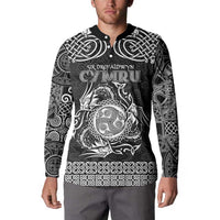 Personalized Montgomeryshire Sir Drefaldwyn Button Sweatshirt Black Water Triskele Celtic-inspired - Wonder Print Shop