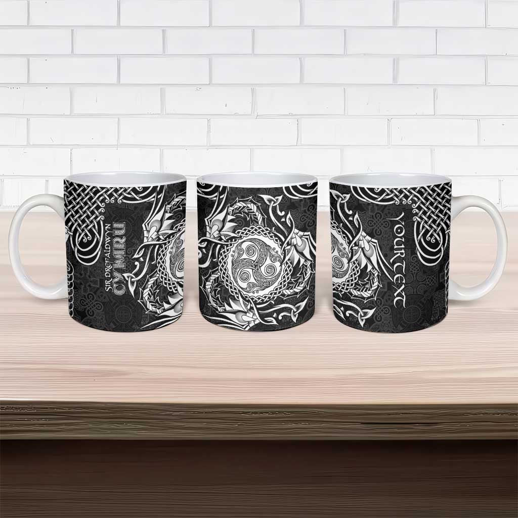 Personalized Montgomeryshire Sir Drefaldwyn Ceramic Mug Black Water Triskele Celtic-inspired - Wonder Print Shop