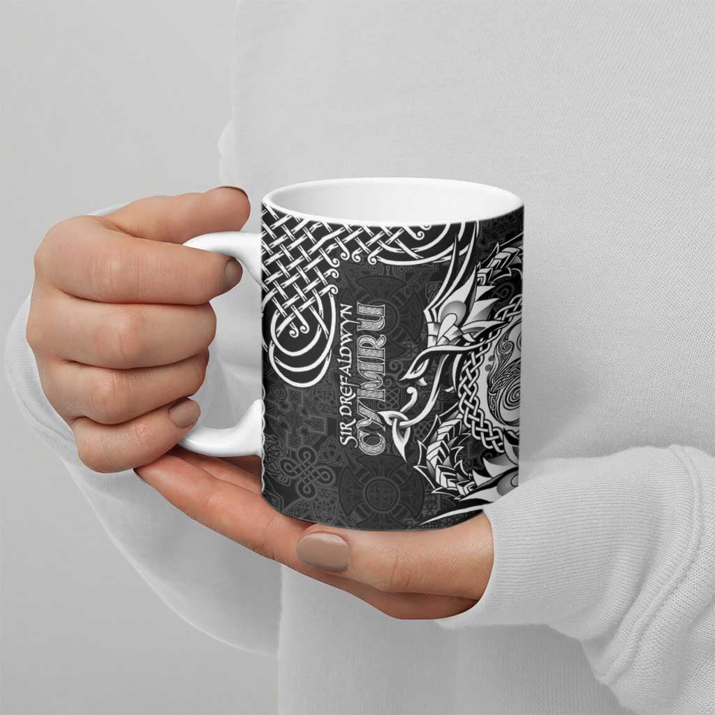 Personalized Montgomeryshire Sir Drefaldwyn Ceramic Mug Black Water Triskele Celtic-inspired - Wonder Print Shop