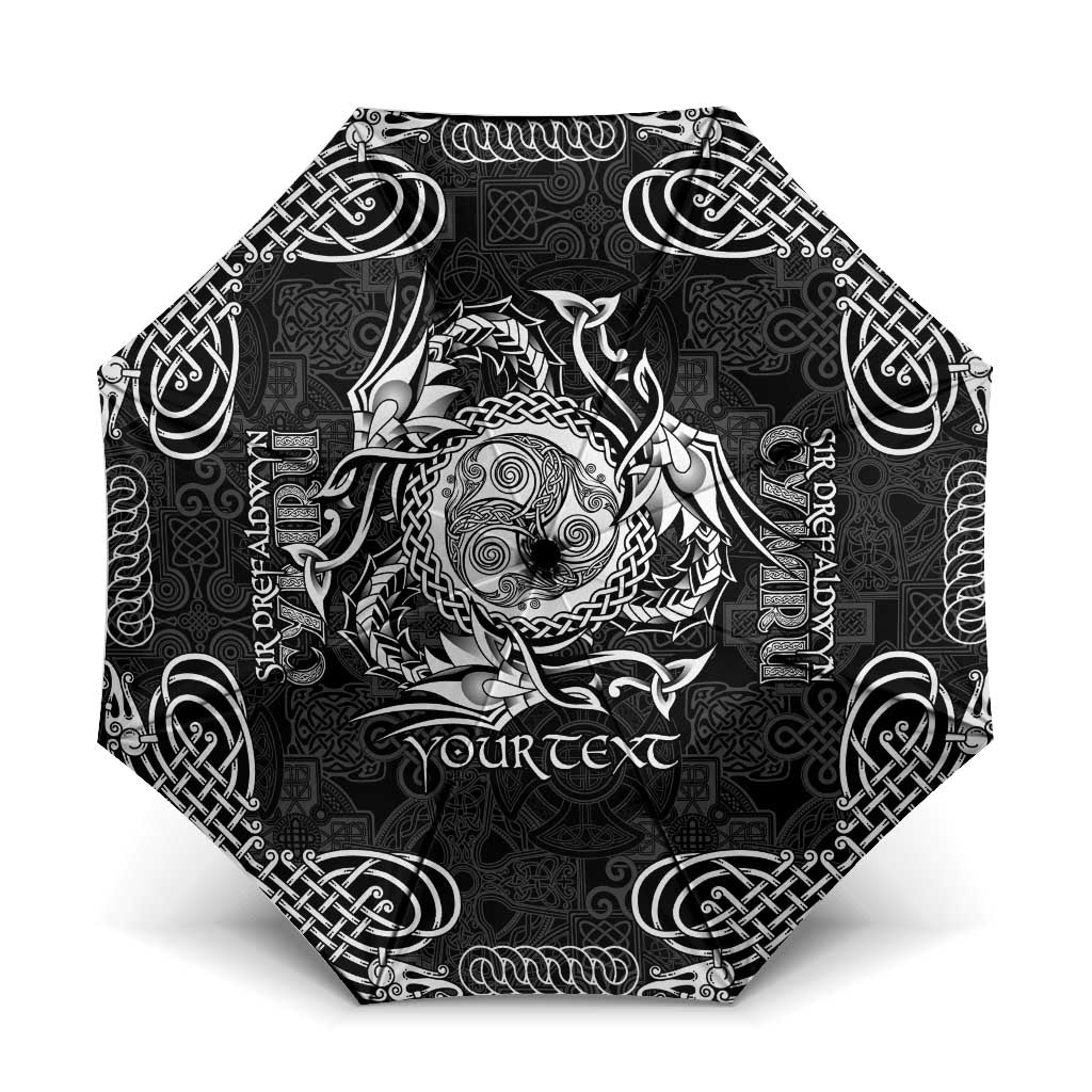 Personalized Montgomeryshire Sir Drefaldwyn Umbrella Black Water Triskele Celtic-inspired - Wonder Print Shop