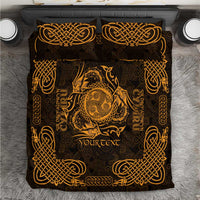 Personalized Montgomeryshire Sir Drefaldwyn Bedding Set Gold Water Triskele Celtic-inspired - Wonder Print Shop