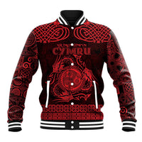 Personalized Montgomeryshire Sir Drefaldwyn Baseball Jacket Red Water Triskele Celtic-inspired - Wonder Print Shop
