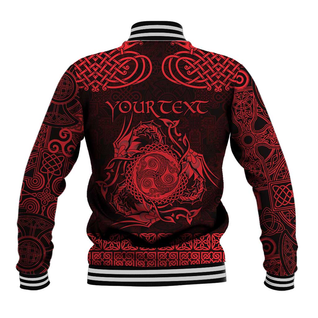 Personalized Montgomeryshire Sir Drefaldwyn Baseball Jacket Red Water Triskele Celtic-inspired - Wonder Print Shop