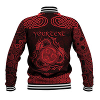 Personalized Montgomeryshire Sir Drefaldwyn Baseball Jacket Red Water Triskele Celtic-inspired - Wonder Print Shop