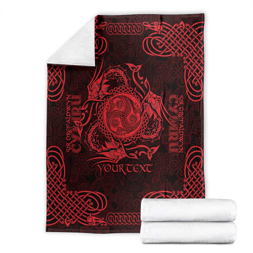 Personalized Montgomeryshire Sir Drefaldwyn Blanket Red Water Triskele Celtic-inspired - Wonder Print Shop