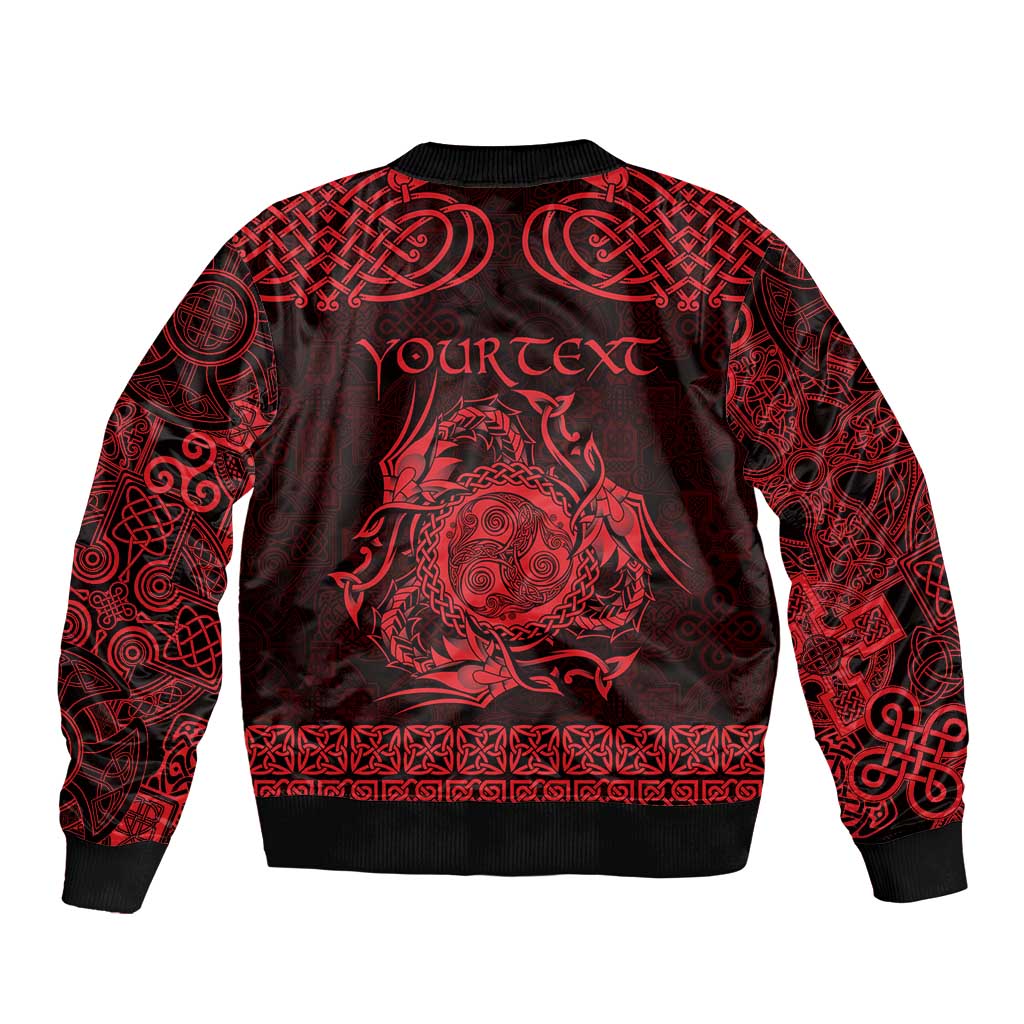 Personalized Montgomeryshire Sir Drefaldwyn Bomber Jacket Red Water Triskele Celtic-inspired - Wonder Print Shop