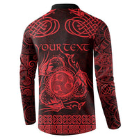 Personalized Montgomeryshire Sir Drefaldwyn Button Sweatshirt Red Water Triskele Celtic-inspired - Wonder Print Shop