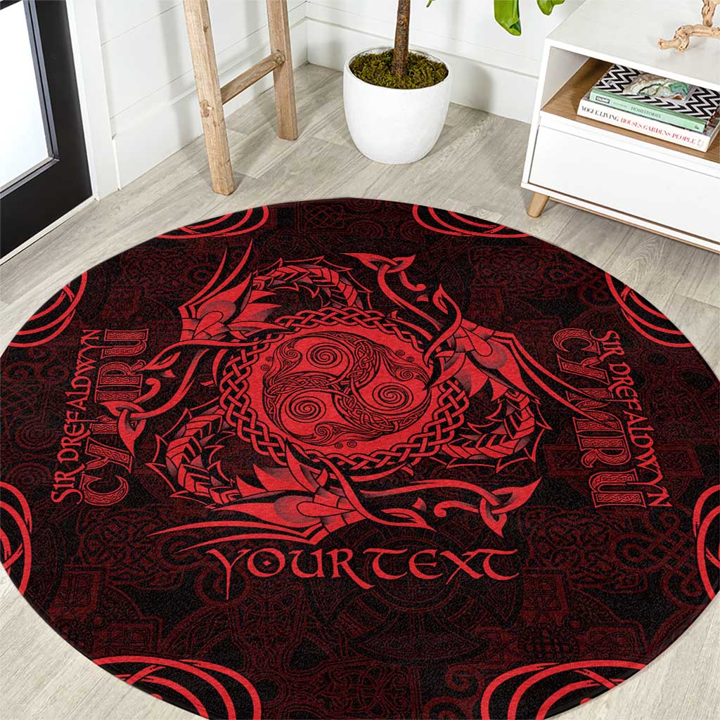 Personalized Montgomeryshire Sir Drefaldwyn Round Carpet Red Water Triskele Celtic-inspired - Wonder Print Shop