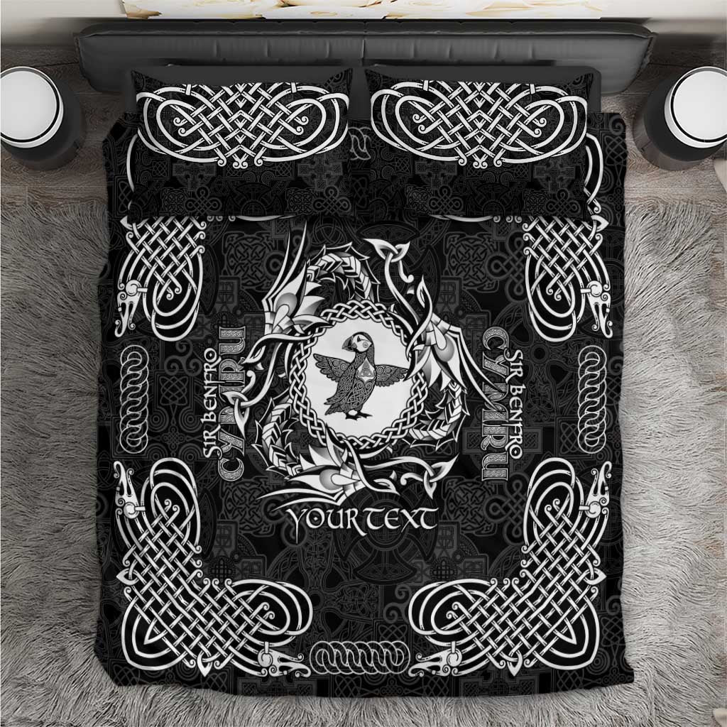 Personalized Pembrokeshire Sir Benfro Bedding Set Black Puffin Celtic-inspired - Wonder Print Shop