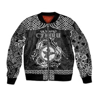 Personalized Pembrokeshire Sir Benfro Bomber Jacket Black Puffin Celtic-inspired - Wonder Print Shop