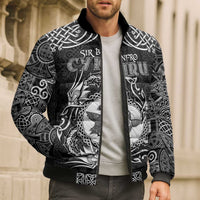 Personalized Pembrokeshire Sir Benfro Bomber Puffer Jacket Black Puffin Celtic-inspired - Wonder Print Shop
