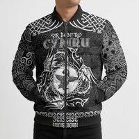 Personalized Pembrokeshire Sir Benfro Bomber Puffer Jacket Black Puffin Celtic-inspired - Wonder Print Shop