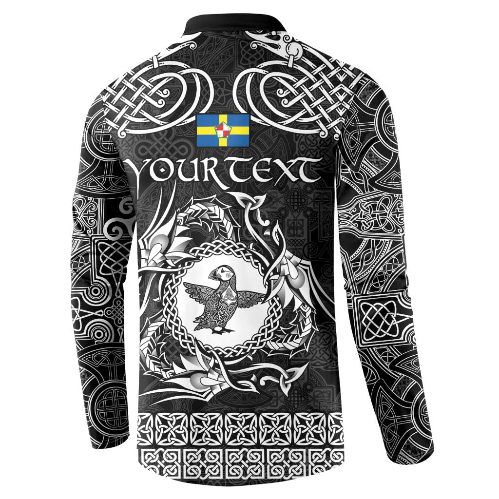 Personalized Pembrokeshire Sir Benfro Button Sweatshirt Black Puffin Celtic-inspired - Wonder Print Shop