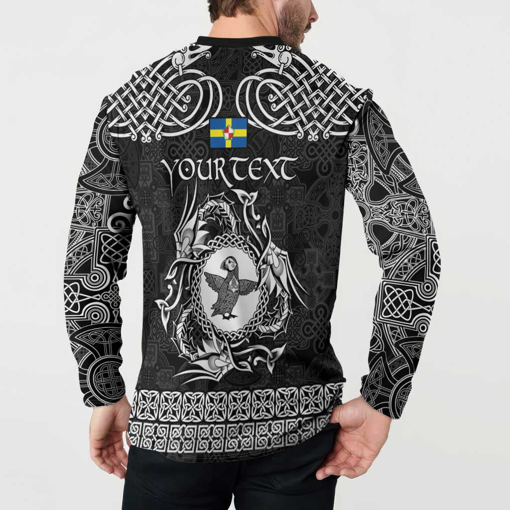 Personalized Pembrokeshire Sir Benfro Button Sweatshirt Black Puffin Celtic-inspired - Wonder Print Shop
