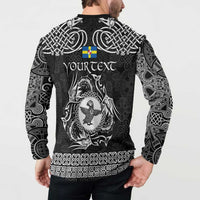Personalized Pembrokeshire Sir Benfro Button Sweatshirt Black Puffin Celtic-inspired - Wonder Print Shop