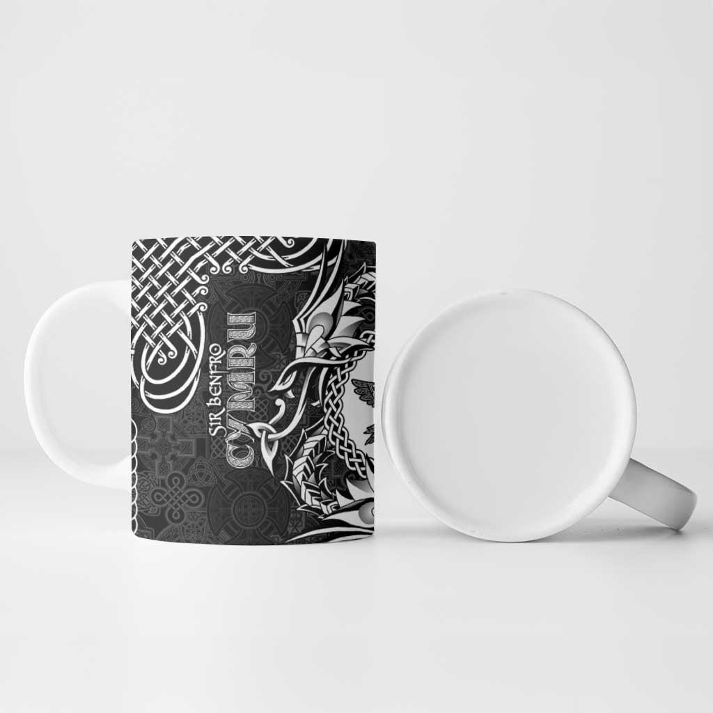 Personalized Pembrokeshire Sir Benfro Ceramic Mug Black Puffin Celtic-inspired - Wonder Print Shop